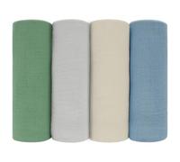 Peepeemax Muselinas Bebé Paño 60x60 cm, 100% Algodón Super Absorbentes Suave y Transpirable Gasas para Bebes Toallas Bebe de Muselinas para Recien Nacido Niñas Niños, 4 Piezas, Azul