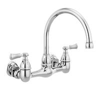 Peerless P2765LF Elmhurst - Grifo de cocina de dos manijas, montaje en pared, cromado