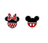 Peers Hardy Disney Mickey y Minnie Mouse - Pendientes chapados en plata con esmalte rojo y negro, EF00258SL, talla única, talla única, Latón, Sin piedra preciosa