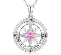 Peeshow Collar para mujer, esposa, brújula, piedra natal, joyería de cumpleaños, aniversario, ideas para su novia, regalo romántico de amor en Navidad, día de San Valentín, día de la madre, estaría
