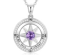 Peeshow Collar para mujer, esposa, brújula, piedra natal, joyería de cumpleaños, aniversario, ideas para su novia, regalo romántico de amor en Navidad, día de San Valentín, día de la madre, estaría