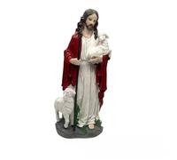 PeeToos Joseph's Studio by Roman - Estatua del buen pastor de 11.8 pulgadas, figura cristiana de Jesús con cordero, decoración religiosa del hogar, regalo espiritual para Navidad, Pascua, bautismo