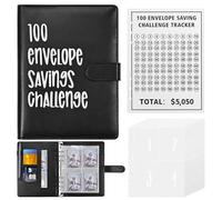 Peevisap 100 Envelope Saving Challenge, A5 Libreta de Ahorro, Cuaderno de Ahorro, Carpeta Ahorro Dinero, Organizador de Dinero, Ahorrar Dinero, Para las Parejas, la Escuela y el Hogar
