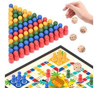 Peevisap 80 Piezas Fichas Parchis con 5 Dados De Madera, Figuras De Juego De Colores, 25 x 12 Mm Fichas De Tranvia, para Juegos De Mesa