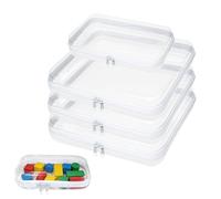 PEEXTBB Caja de Transparente Rígida con Cremallera, 4 Piezas Juego de Apilables Fundas de Almacenamiento, para Guardar Pinceles, Rompecabezas y Materiales de Manualidades, 3M+1S