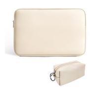 PEEXTBB Funda para portátil de 13 a 14 pulgadas, de piel sintética, con estuche pequeño, 13-14 pulgadas, compatible con MacBook Air, Pro 13, HP, Lenovo, Dell, Asus, albaricoque claro