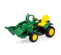Peg John Deere Ground Loader Tractor Eléctrico Montable para Niños 3+ Años con Batería Recargable 12V, Radio FM y Pala Delantera Funcional