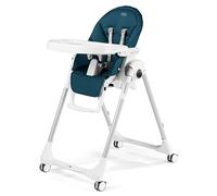 PEG Prima Pappa Follow Me Trona Reclinable para Bebés, Función Hamaca, 4 Ruedas, Plegable y Ultracompacta, para Niños de 0 a 3 Años (0-15 kg), Azul (petróleo)