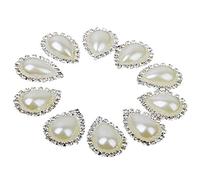 Pegamento con forma de gota de agua sintética con pedrería en adornos traseros planos 20 mm x 25 mm Paquete de 10 unidades conveniente y resistente Practical Treatment