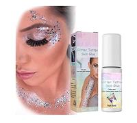 Pegamento de tatuaje con purpurina para la piel, para la cara, para el cuerpo, para tatuajes, maquillaje, lentejuelas, pintura en polvo, maquillaje de ojos, gel con purpurina para (2 piezas)