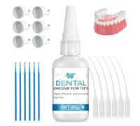 Pegamento Dentadura Postiza, Cemento Dental, Pegamento Dental, Secado Rápido, Resistente Calor y Agua, Adhesivo Dental para Tecnología Dental y Artesanía,50g+6 hisopos de algodón + 6 estabilizadores