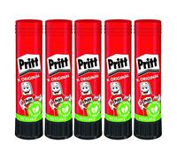 Pegamento en barra Pritt, pegamento seguro y apto para niños para manualidades, fuerte adhesivo para material escolar y de oficina, 5x 11 g pegamento en barra Pritt
