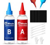 Pegamento Epoxi 2 Componentes, 250ml Pegamento Resina Epoxi Extra Fuerte Transparente para Reparación Rapida, Adhesivo epoxi 5 Minutos para Reparar Cerámica, Madera, Metal, Baldosas, Plastico