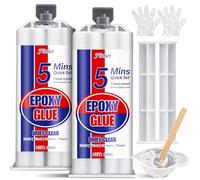 Pegamento Epoxi, Curado Rápido en 5 Minutos, Pegamento Epoxi 2 Componentes, Transparente Adhesivo Epoxi Fuerte Ideal para Reparaciones en Plástico, Metal, Madera, Cerámica, Baldosas y Más