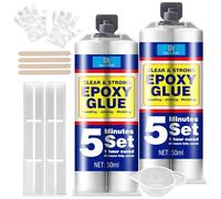 Pegamento Epoxi de 2 Componentes - 100ml Adhesivo Epoxi Extra Fuerte y Transparente de Secado Rápido en 5 Minutos - Ideal para Reparaciones en Plástico, Cerámica, Madera, Metal, Baldosas y Más