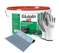 Pegamento Glutolin Hs 8 kg pegamento para Depron adhesivo para paneles aislantes Depron + espátula con dientes de sierra estrechos 20 cm y guantes de regalo