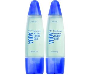 Pegamento marca TOMBOW modelo PEGAMENTO COLA LIQUIDA TOMBOW TRANSPARENTE AQUA PERMANENTE CON 2 PUNTAS 50 ML (Paquete de 2)