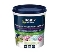 BOSTIK COLA PAPELES PINTADOS Rosa, Cola Papel Pintado Pared, Adhesivo para Empapelar, Acabado Final Transparente, Todo Tipo de Papeles Pintados, Resistente a la Humedad, Listo para Usar, Bote 1 kg
