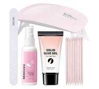 Pegamento para Uñas y Quitaesmalte para Uñas Postizas, Kit de Manicura, Pegamento y Quitaesmalte con Luz UV para Viajes Fiestas Halloween Salón en Casa Mujeres Escuela Trabajo