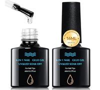 Pegamento Uñas Postizas,2x8ml Pegamento En Gel 6 En 1 Para Uñas,Adhesivo para uñas postizas Y Tips Transparentes,Nail Extend Pegamento,Necesita UV Curado Con Luz