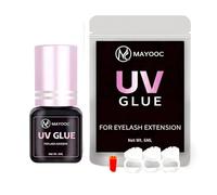Pegamento UV para pestañas May-ooc, 5 ml, tiempo de secado: 3 segundos pegamento UV para extensiones de pestañas, fórmula coreana (negro)