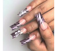 Pegamentos de gel acrílico con purpurina brillante para ojos de gato, 24 piezas de uñas postizas a presión