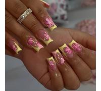 Pegamentos falsos de acrílico artificial para diseños artísticos, pegamentos acrílicos para mujeres, transparentes