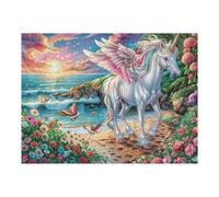 Pegaso Campo de Flores Vida Silvestre Naturaleza Salvaje Fantasía Bonita Puzzle 500 Piezas para Adultos Agradable Divertido Y Relajante Pasatiempos Y Hobby 500 PCS（52×38cm）
