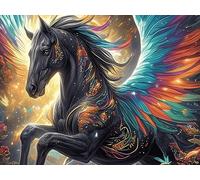 Pegaso colorido cielo estrellado Rompecabezas 500 Piezas Cartón Grueso Para Coleccionistas Colorful Fantasy vida silvestre Noches De Cita Mejora Concentración Ocio En Casa Regalo Reyes Magos 500 PCS/5
