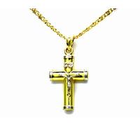 PEGASO GIOIELLI Collar para hombre de oro amarillo de 18 ct con cadena de tigre de 50 cm con colgante religioso de Cristo bicolor, 0, Oro amarillo Oro Blanco, No es una piedra preciosa