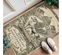 Pegasus - Alfombra de corredor, patriótica clásico con banderas de águila independencia, color beige de pelo bajo, con ribete para decoración de cocina, mesita de noche, entrada, pasillo, 2 x 3 pies