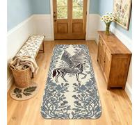 Pegasus - Alfombra de pasillo, diseño victoriano con alas florales, ninguno azul, de pelo bajo, esponja, rectangular, estética, para el hogar, cocina, mesita de noche, entrada, pasillo, decoración de