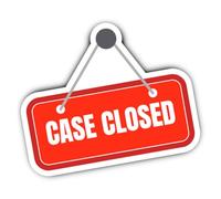 Pegatina: 200 mm, 1 pieza - grande redondo CASE CLOSED cartel puerta bufete