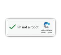 Pegatina: 200 mm, 1 unidad, con texto en inglés "I'm not a robot Mega reCAPTCHA", para departamento de TI, oficina, sala de servidores
