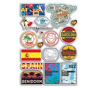 Pegatina A4 Hoja España Pegatinas de vinilo - España Barcelona Benidorm Ibiza Madrid Puntos de interés Ciudad Bandera de Playa Mapa Vacaciones Maleta Equipaje Scrapbook Cultura Viajes #78879