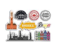 Pegatina A5 Hoja Brujas Vinilo Pegatinas - Mapa de la ciudad Brujas Monumentos Cultura Sello Bélgica Viajes de vacaciones #78509