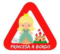 Pegatina Adhesiva Bebé a Bordo. Adhesivo vinilo para coche o moto. 15 x 13,7 cm. (19. Princesa)