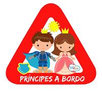 Pegatina Adhesiva Bebé a Bordo. Adhesivo vinilo para coche o moto. 15 x 13,7 cm. (20. Príncipes)