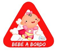 Pegatina Adhesiva Bebé a Bordo. Adhesivo vinilo para coche o moto. 15 x 13'7 cm. (3. Niña)