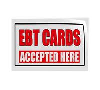Pegatina adhesiva de varios tamaños de tarjetas EBT aceptadas aquí tarjetas de negocios tarjetas de EBT aceptadas para tiendas al aire libre - 7 pulgadas x 5 pulgadas, una pegatina