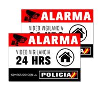 Pegatina alarma securitas - Cartel zona videovigilada adhesivo - Pegatinas Aviso a la Policía - Placa videovigilancia - 14,8 x 10,5 cm (2)