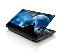 Pegatina artística con diseño de lobo en la noche LSS para ordenador portátil de 43,18 cm a 43,94 cm. Compatible con ordenadores portátiles HP, Dell, Apple, Asus, Acer, Lenovo, Asus y Compaq de 16,5 pulgadas, 17 pulgadas, 17,3 pulgadas, 18,4 pulgadas y 19 pulgadas (incluye 2 alfombrillas para la muñeca)