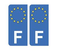Pegatina autoadhesiva de la bandera de la UE y letra F para la parte izquierda de la matrícula de coche (9,8 x 4,5 cm)