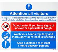 Pegatina autoadhesiva de vinilo con mensaje "Atención a todos los visitantes" (250 x 300 mm)