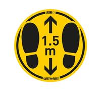 Pegatina autoadhesiva redonda mantener distancia para suelos lisos (2 unidades)