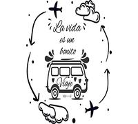 Pegatina Autocaravana Exterior para Furgonetas y Camper - La Vida Es Un Bonito Viaje - Vinilo 60cm (Ancho) x 90cm (Alto)