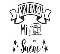 Pegatina Autocaravana Exterior para Furgonetas y Camper - Vinilo 'Viviendo Mi Sueño' (20cm x 30cm)