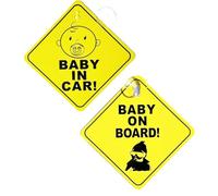 Pegatina Baby on Board Coche, 2 piezas Etiqueta Magnético Pegatinas de Seguridad Señal de Advertencia para Niños, Señales de Advertencia de Coche de Bebé a Bordo