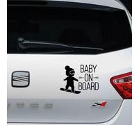 Pegatina Baby On Board Snowboard 18x14cm - Vinilo Adhesivo Niño a Bordo para Coche - Sticker Bebé Deportista - Señal Seguridad Infantil para Cristal Trasero - (Verde)