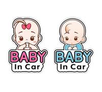 Pegatina Bebé a Bordo,2 Piezas de Señal Adhesiva de Bebé a Bordo,Letreros y Calcomanías de Baby in Car para Niños,Adhesivo Vinilo para Coche o Moto,Pegatina de Coche Ventana de Bebé Pegatinas a Bordo